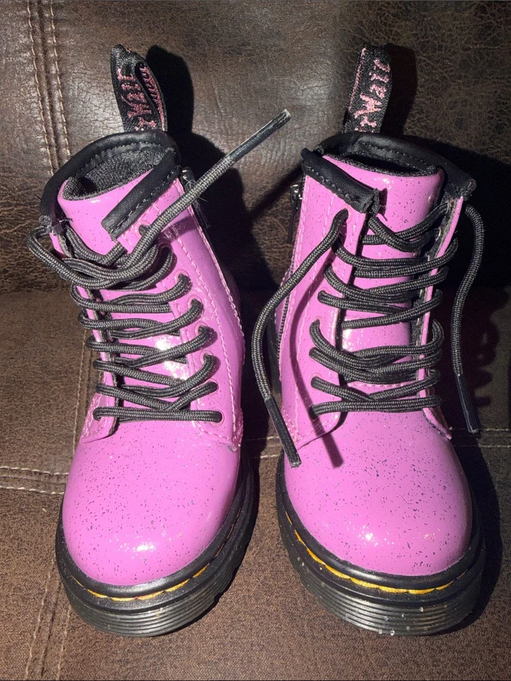 NWOT Purple Glitter Zip & Lace Up Dr Martins Boots
